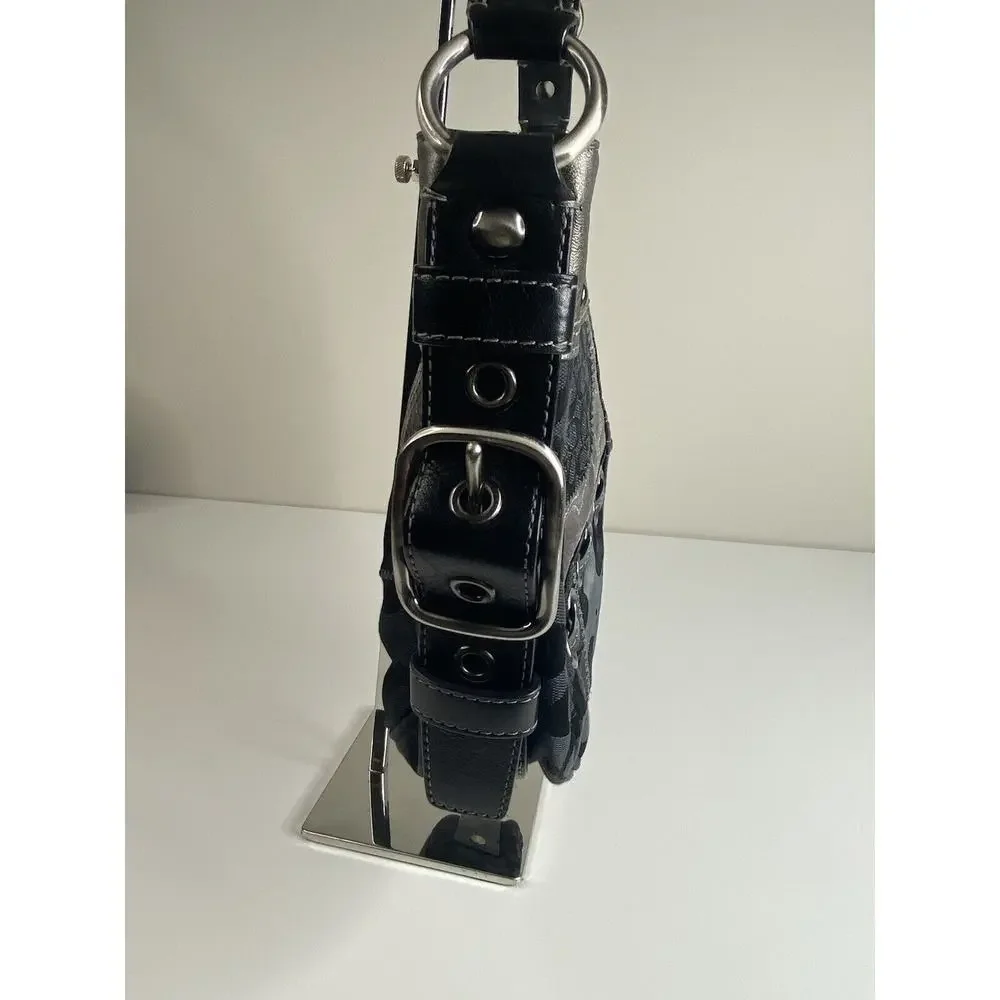 Coach Zoe Patchwork Silver Animal Print Black Gray Purse Suede Model f0873-12901 - Picture 11 of 16